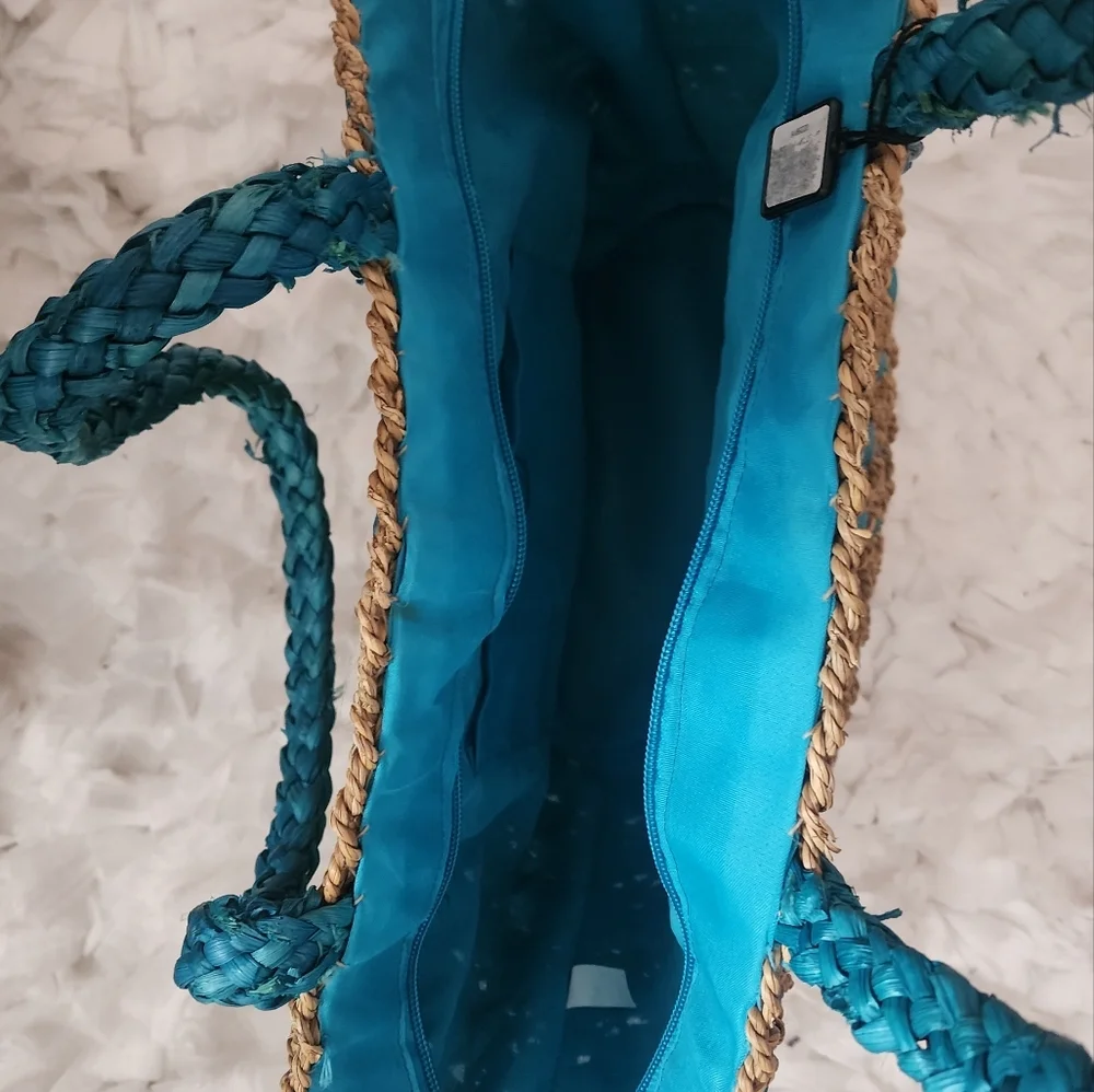 Straw Beach bag brand new with tag,but zipper is off - Picture 5 of 5